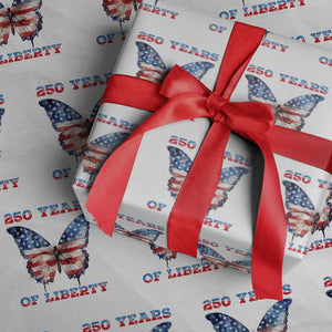 Patriotic Butterfly Wrapping Paper Roll 250 Years Of Liberty TS12 White Print Your Wear