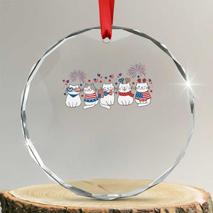 Patriotic Cat Lover Gift Crystal Glass Ornament America 250 Anniversary TS12 Transparent Glass 3'' Circle Print Your Wear