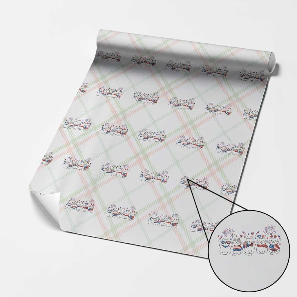 Patriotic Cat Lover Gift Wrapping Paper Roll America 250 Anniversary TS12 Christmas Plaid Print Your Wear