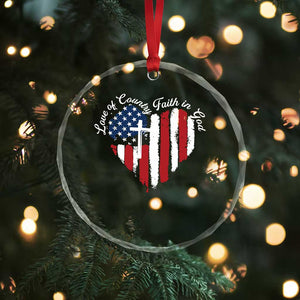 Patriotic Christian Crystal Glass Ornament Faith In God Heart Cross Flag 4th Of July Religious TS10 Print Your Wear