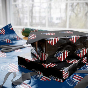 Patriotic Christian Wrapping Paper Roll Faith In God Heart Cross Flag 4th Of July Religious TS10 Black Print Your Wear