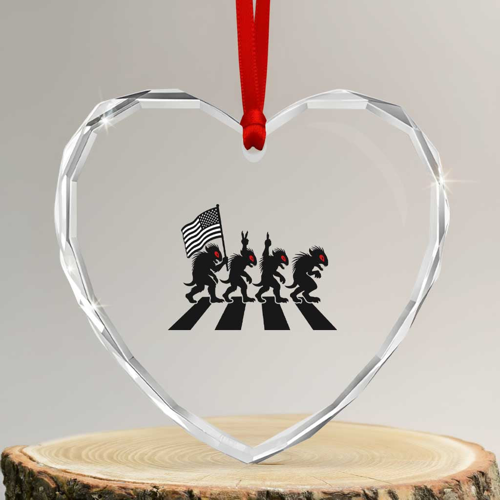 Patriotic Chupacabra Heart Crystal Glass Ornament Funny Cryptid Lover Gift TS12 Transparent Glass 3'' Heart Print Your Wear