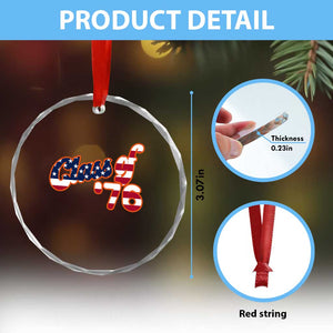 Patriotic Class of 76 Retro American Flag Script Crystal Glass Ornament Graduation Birthday Milestone TS02 Print Your Wear