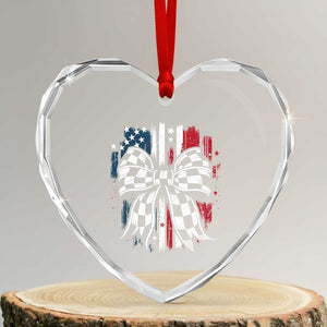 Patriotic Coquette Bow Checkered Flag Race Car Racing Heart Crystal Glass Ornament TS14 Transparent Glass 3'' Heart Print Your Wear