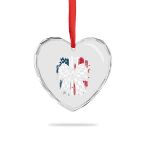 Patriotic Coquette Bow Checkered Flag Race Car Racing Heart Crystal Glass Ornament TS14 Print Your Wear