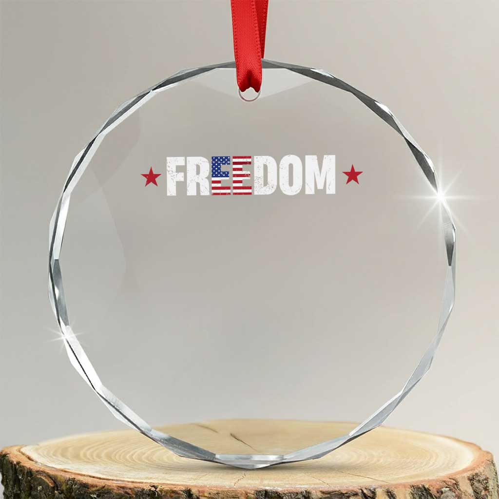 Patriotic Crystal Glass Ornament Freedom American Flag 4th of July TS10 Transparent Glass 3'' Circle Print Your Wear
