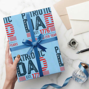 Patriotic Dad 250 Years Wrapping Paper Roll Est. 1776 Funny USA Semiquincentennial TS02 Light Blue Print Your Wear