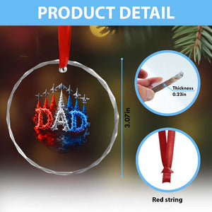 Patriotic Dad Jet Fighter American Flag 4th of July Crystal Glass Ornament TS11 Print Your Wear