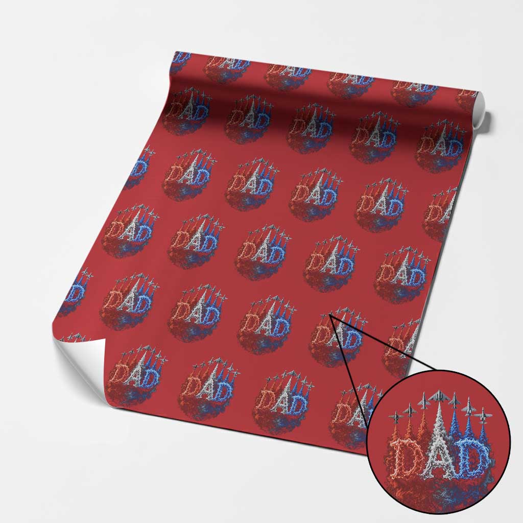 Patriotic Dad Jet Fighter American Flag 4th of July Wrapping Paper Roll TS11 Red Print Your Wear
