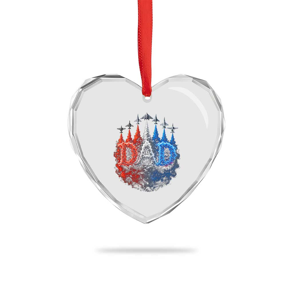Patriotic Dad Jet Fighter American Flag 4th of July Heart Crystal Glass Ornament TS11 Print Your Wear