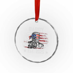 Patriotic Daddy Est 2025 Crystal Glass Ornament Funny Trump 1776 We The People American Flag TS02 Print Your Wear