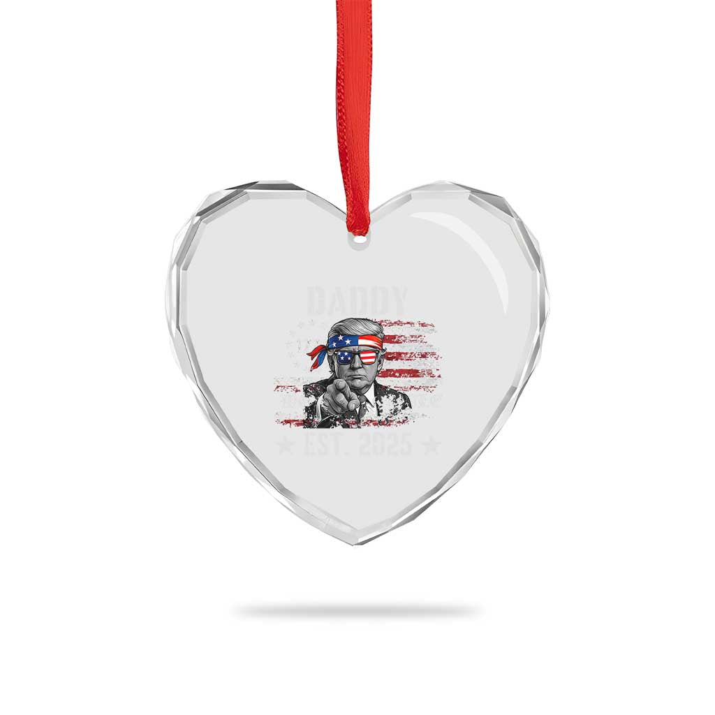 Patriotic Daddy Est 2025 Heart Crystal Glass Ornament Funny Trump 1776 We The People American Flag TS02 Print Your Wear