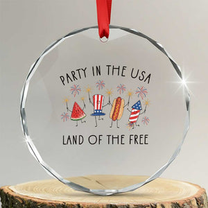 Patriotic Doodle Crystal Glass Ornament Watermelon Hotdog Firework Cute Fourth of July TS14 Transparent Glass 3'' Circle Print Your Wear