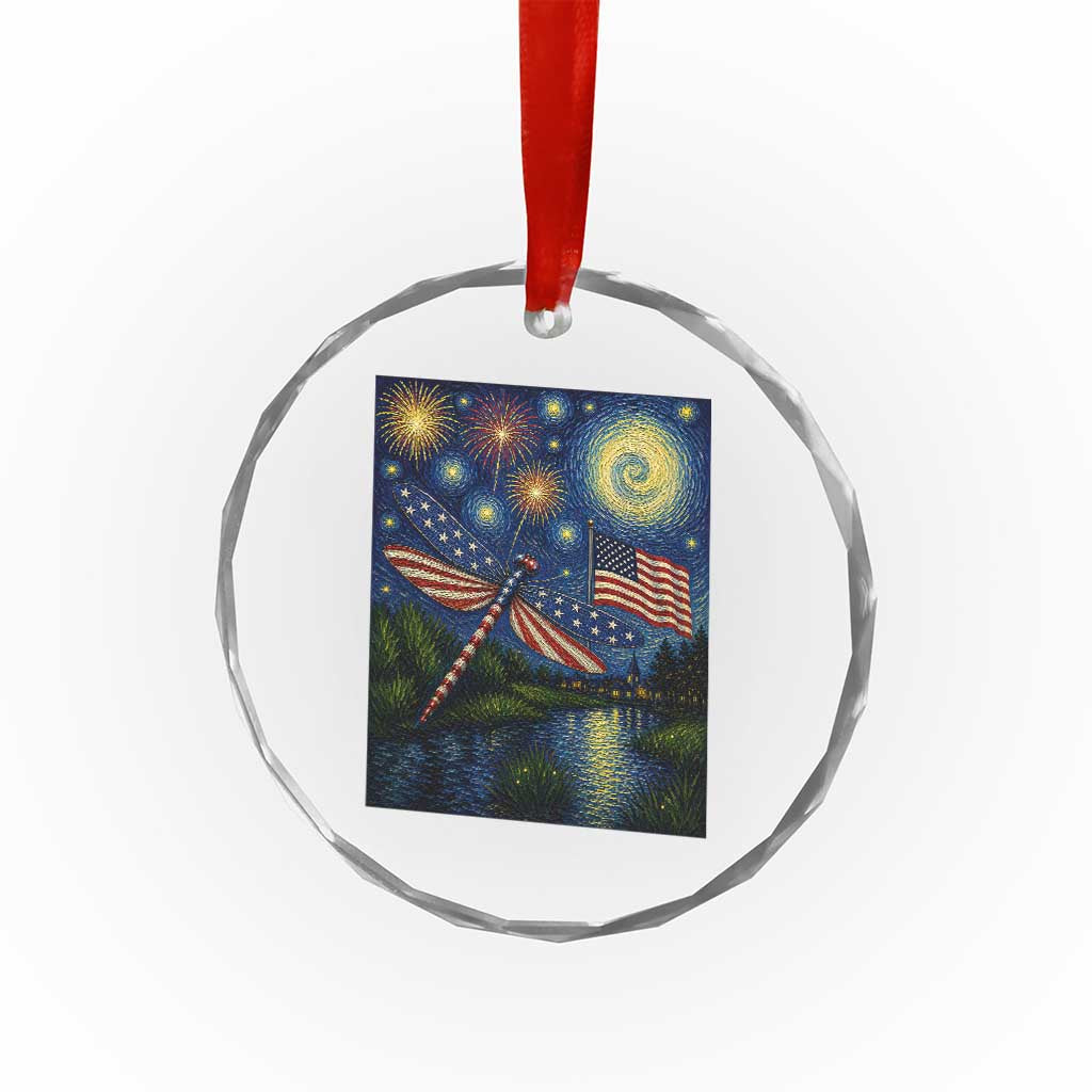 Patriotic Dragonfly Starry Night Swirls Crystal Glass Ornament Nature Lovers TS12 Print Your Wear