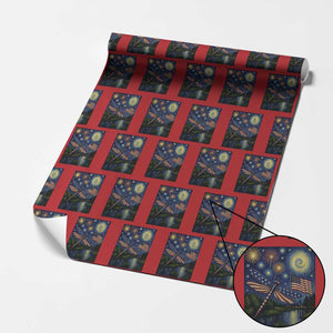 Patriotic Dragonfly Starry Night Swirls Wrapping Paper Roll Nature Lovers TS12 Red Print Your Wear
