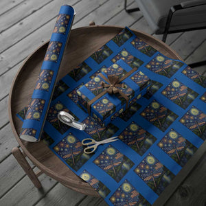 Patriotic Dragonfly Starry Night Swirls Wrapping Paper Roll Nature Lovers TS12 Blue Print Your Wear