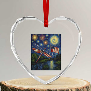 Patriotic Dragonfly Starry Night Swirls Heart Crystal Glass Ornament Nature Lovers TS12 Transparent Glass 3'' Heart Print Your Wear