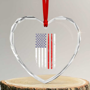 Patriotic Drummer Heart Crystal Glass Ornament Percussionist Gift Drumming Drumsticks American Flag TS10 Transparent Glass 3'' Heart Print Your Wear