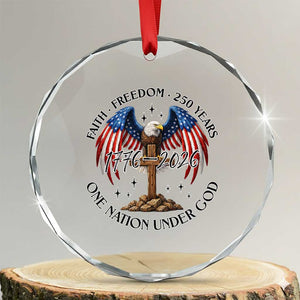 Patriotic Eagle Cross One Nation Under God Crystal Glass Ornament 250th Anniversary TS12 Transparent Glass 3'' Circle Print Your Wear