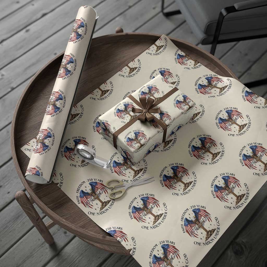 Patriotic Eagle Cross One Nation Under God Wrapping Paper Roll 250th Anniversary TS12 Beige Print Your Wear