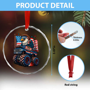 Patriotic Eagle Driving Monster Truck Crystal Glass Ornament 4th of July USA Flag Freedom TS02 Print Your Wear