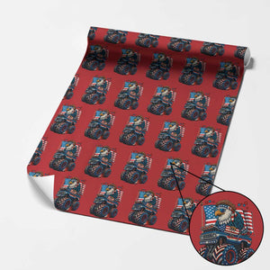 Patriotic Eagle Driving Monster Truck Wrapping Paper Roll 4th of July USA Flag Freedom TS02 Red Print Your Wear