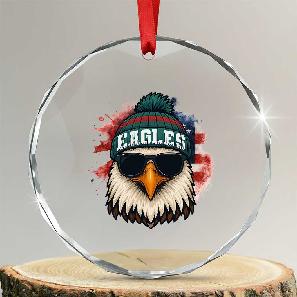 Patriotic Eagle Football Crystal Glass Ornament American Flag Pride Gift TS12 Transparent Glass 3'' Circle Print Your Wear