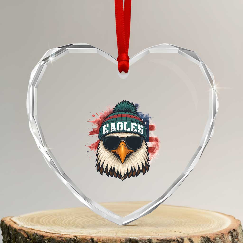 Patriotic Eagle Football Heart Crystal Glass Ornament American Flag Pride Gift TS12 Transparent Glass 3'' Heart Print Your Wear