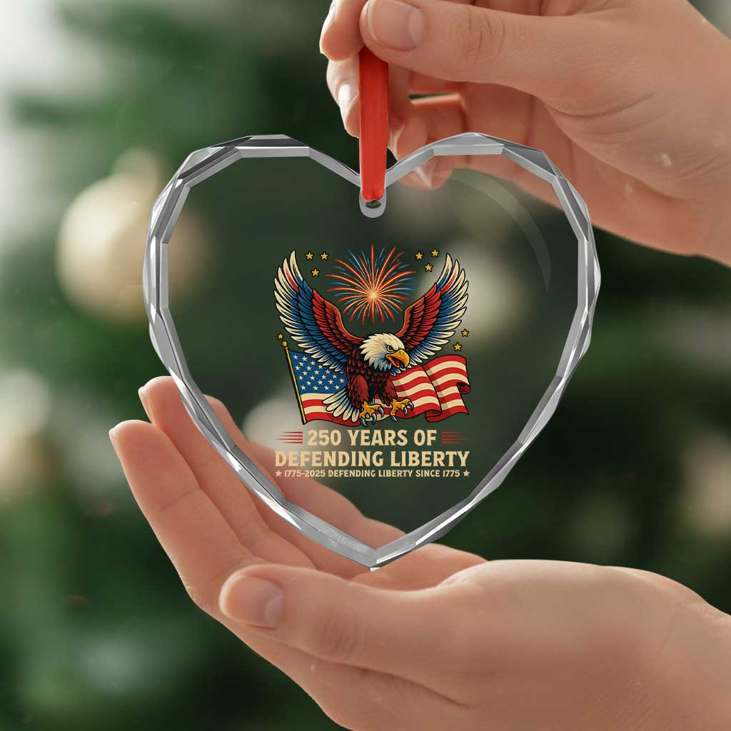 Patriotic Eagle US Army 250th Anniversary Heart Crystal Glass Ornament 250 Years of Defending Liberty 1775 2025 TS02 Print Your Wear