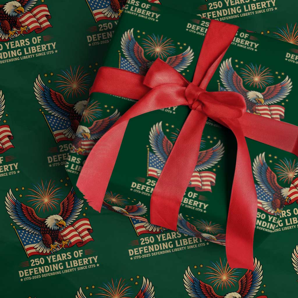 Patriotic Eagle US Army 250th Anniversary Wrapping Paper Roll 250 Years of Defending Liberty 1775 2025 TS02 Green Print Your Wear