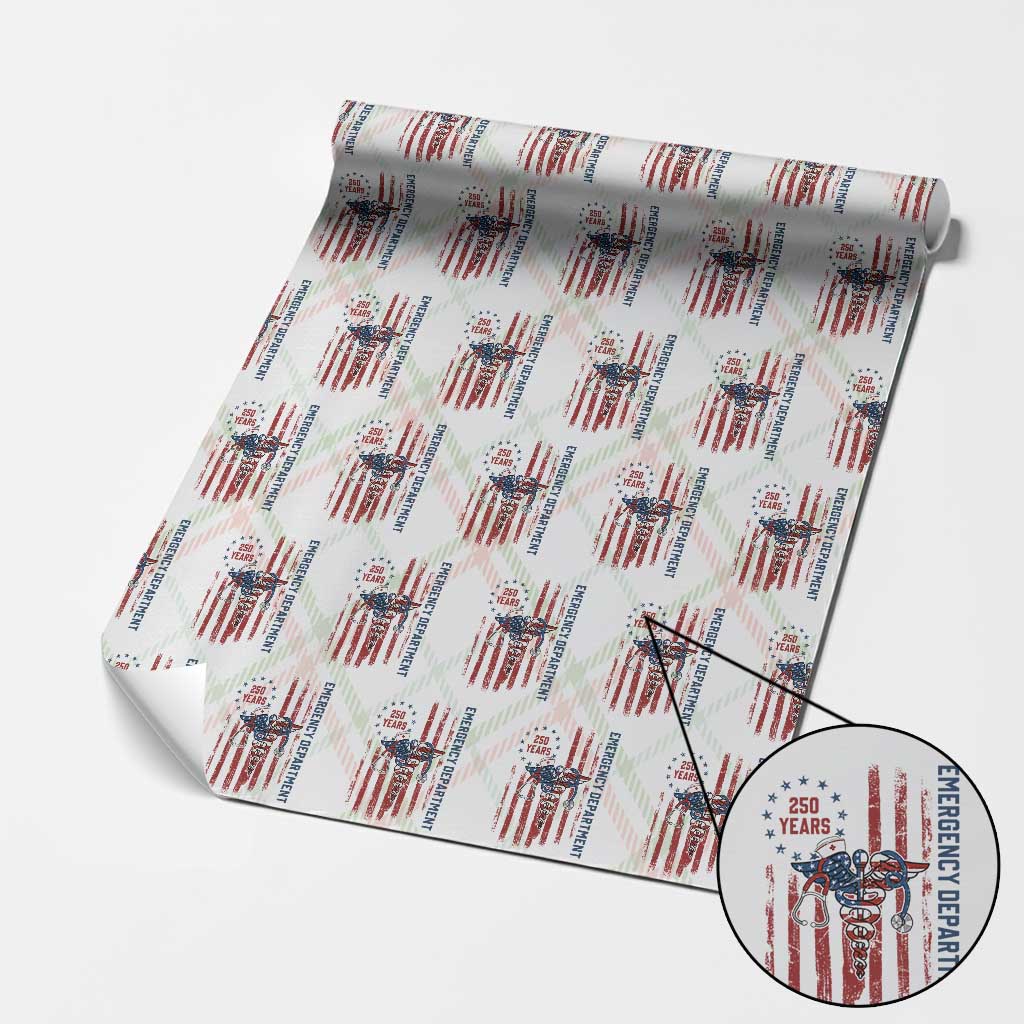 Patriotic ED Nurse Gift Wrapping Paper Roll 250 Years Of Emergency Department TS12 Christmas Plaid Print Your Wear
