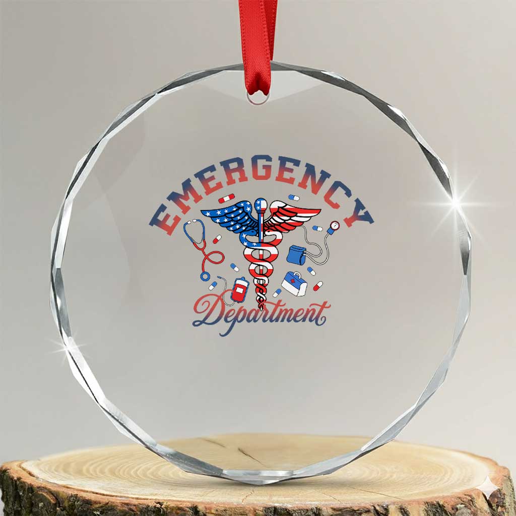 Patriotic Emergency Department Crystal Glass Ornament USA 250th Anniversary Medical Gift TS12 Transparent Glass 3'' Circle Print Your Wear