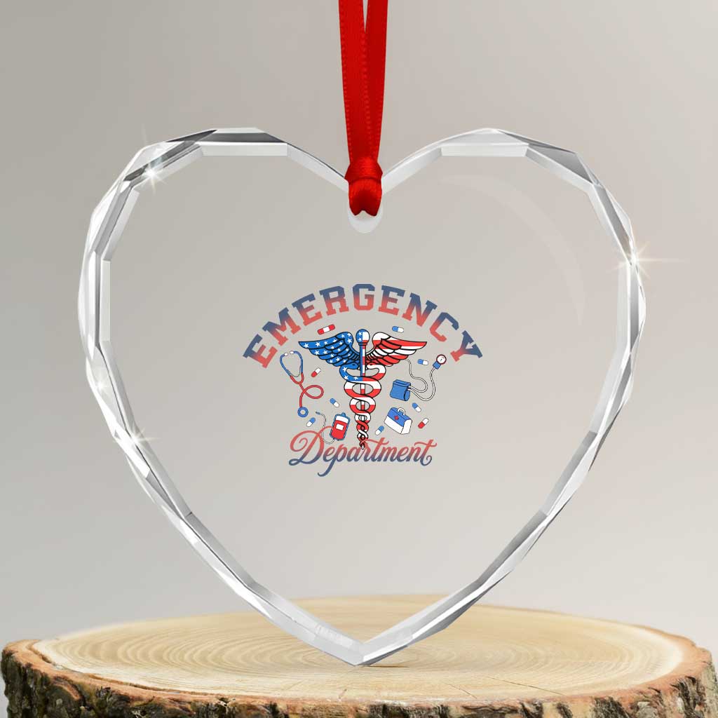 Patriotic Emergency Department Heart Crystal Glass Ornament USA 250th Anniversary Medical Gift TS12 Transparent Glass 3'' Heart Print Your Wear