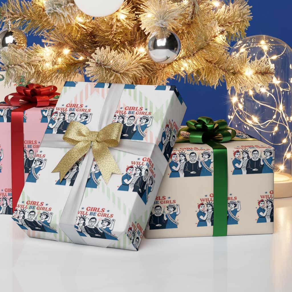 Patriotic Feminist Empowerment Wrapping Paper Roll Girl Will Be Girls Womens Rights 4th of July TS02 Print Your Wear