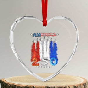 Patriotic Fighter Jets Heart Crystal Glass Ornament USA 250 Years Of Freedom TS12 Transparent Glass 3'' Heart Print Your Wear