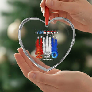 Patriotic Fighter Jets Heart Crystal Glass Ornament USA 250 Years Of Freedom TS12 Print Your Wear