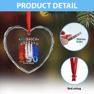 Patriotic Fighter Jets Heart Crystal Glass Ornament USA 250 Years Of Freedom TS12 Print Your Wear