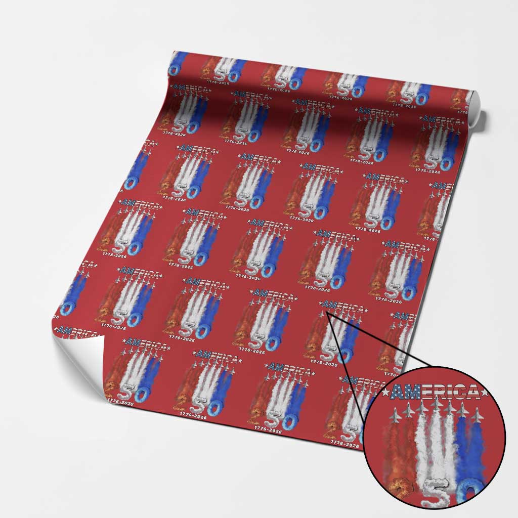 Patriotic Fighter Jets Wrapping Paper Roll USA 250 Years Of Freedom TS12 Red Print Your Wear