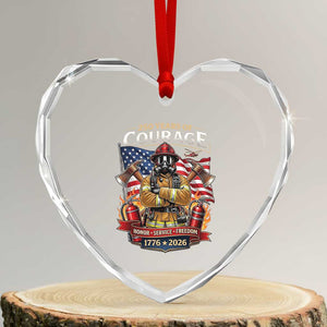 Patriotic Firefighter 250 Years Of Courage USA Anniversary Gift Heart Crystal Glass Ornament TS12 Transparent Glass 3'' Heart Print Your Wear