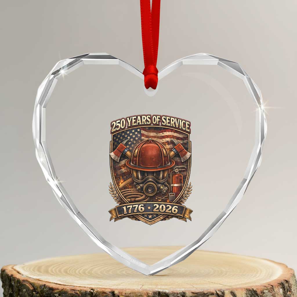 Patriotic Firefighter 250 Years Of Service USA Anniversary Gift Heart Crystal Glass Ornament TS12 Transparent Glass 3'' Heart Print Your Wear