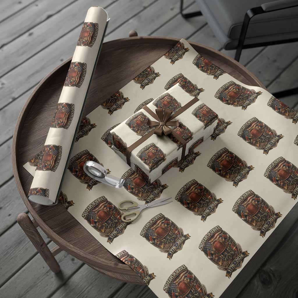 Patriotic Firefighter 250 Years Of Service USA Anniversary Gift Wrapping Paper Roll TS12 Beige Print Your Wear