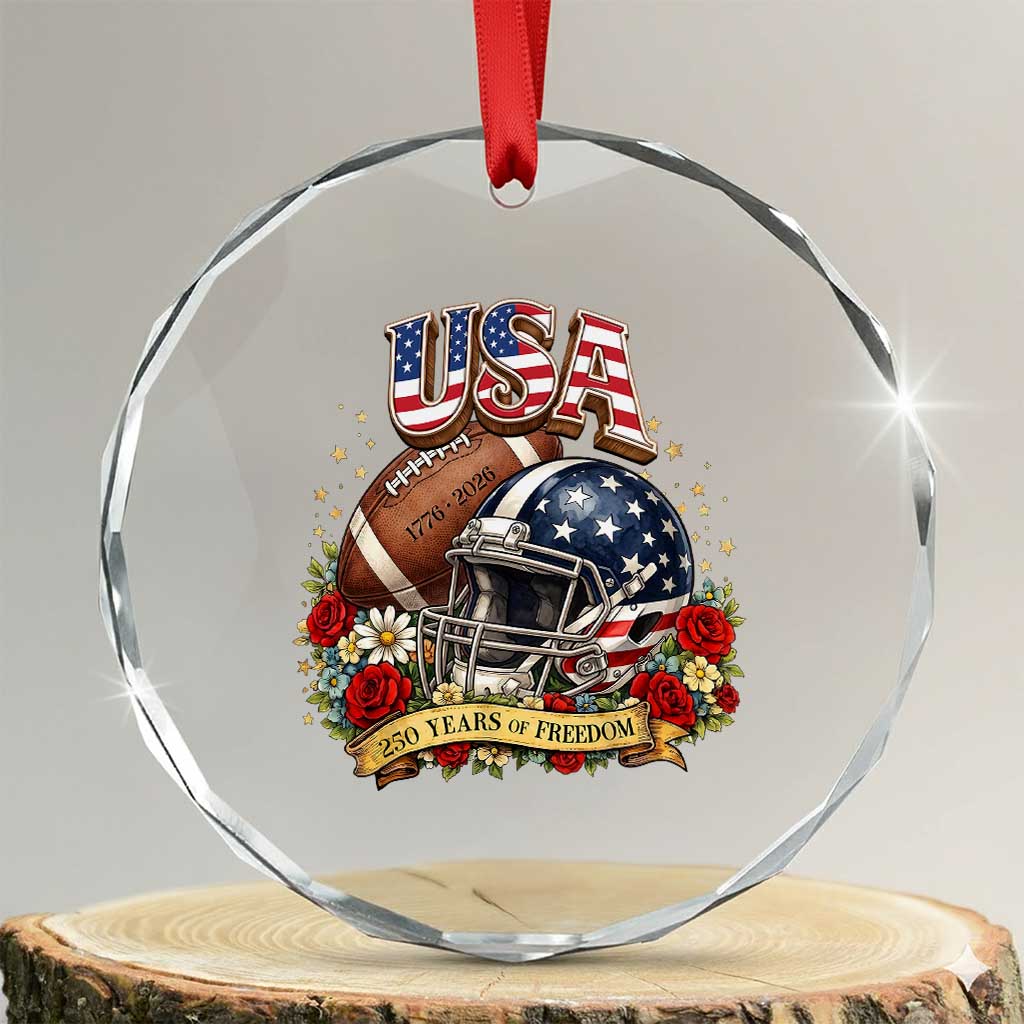 Patriotic Floral Baseball Crystal Glass Ornament USA 250th Anniversary Gift TS12 Transparent Glass 3'' Circle Print Your Wear