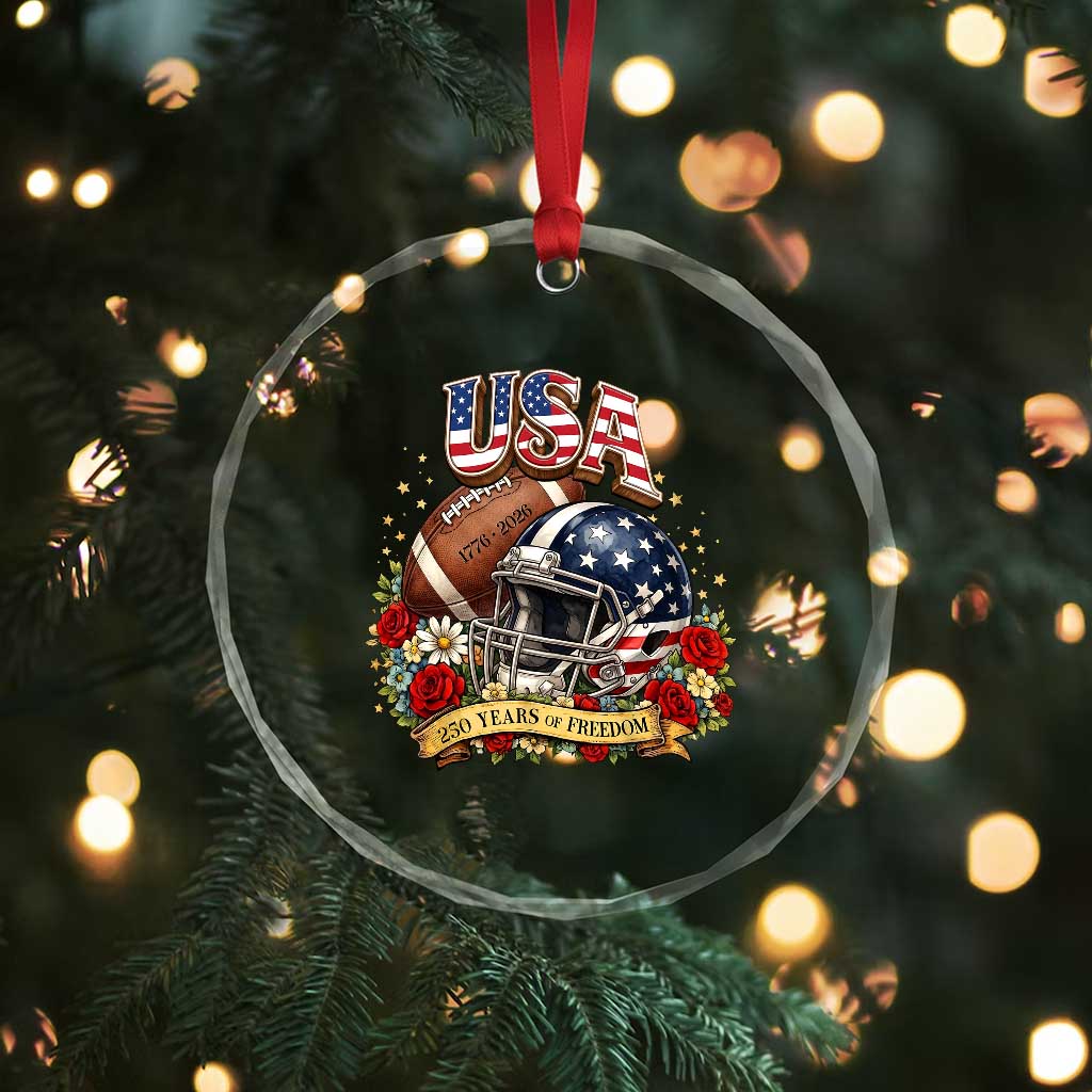 Patriotic Floral Baseball Crystal Glass Ornament USA 250th Anniversary Gift TS12 Print Your Wear