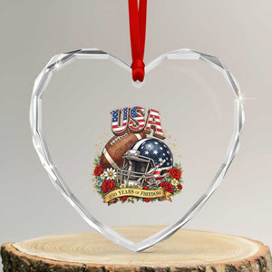 Patriotic Floral Baseball Heart Crystal Glass Ornament USA 250th Anniversary Gift TS12 Transparent Glass 3'' Heart Print Your Wear