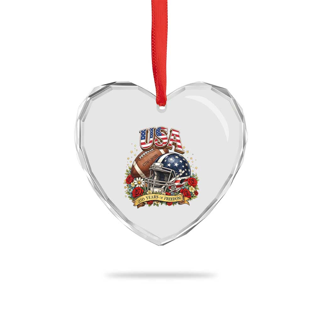 Patriotic Floral Baseball Heart Crystal Glass Ornament USA 250th Anniversary Gift TS12 Print Your Wear