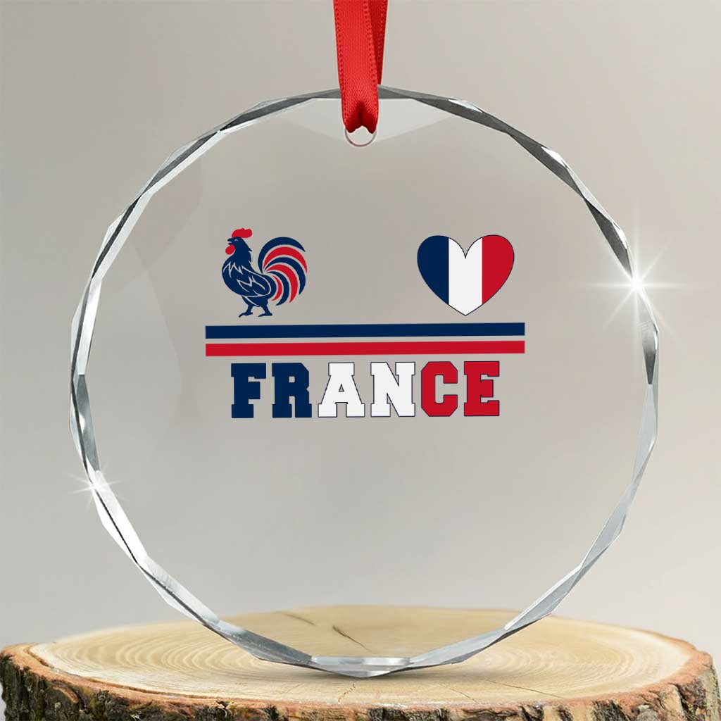 Patriotic France Soccer Fan Crystal Glass Ornament Fierté Football Française TS12 Transparent Glass 3'' Circle Print Your Wear