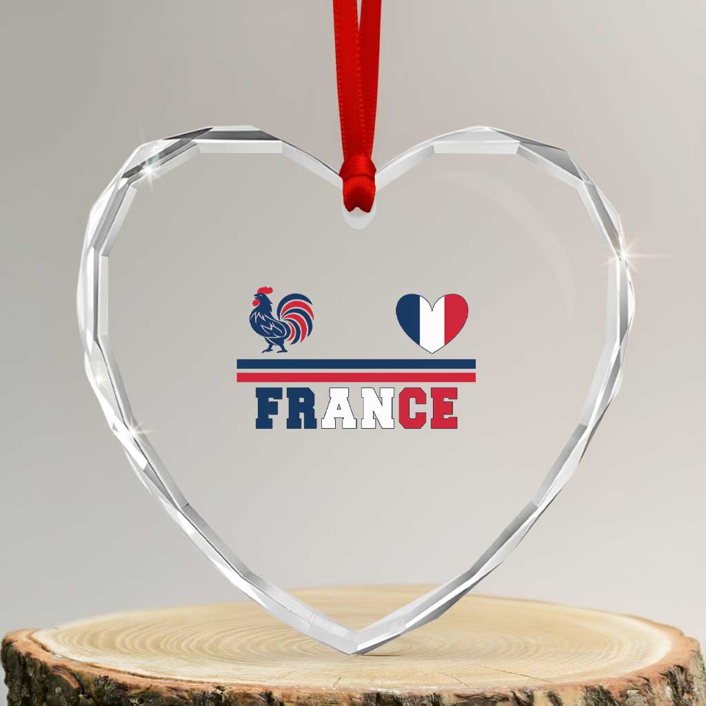Patriotic France Soccer Fan Heart Crystal Glass Ornament Fierté Football Française TS12 Transparent Glass 3'' Heart Print Your Wear
