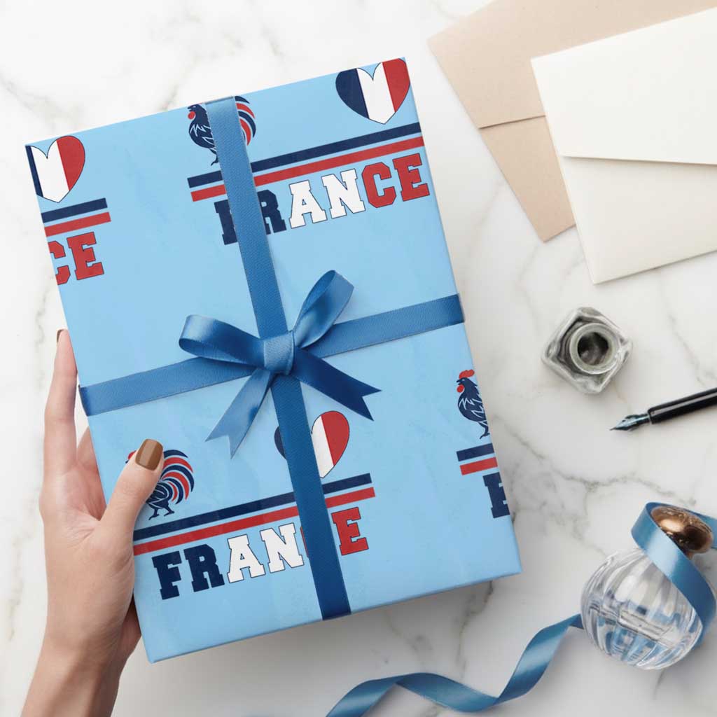 Patriotic France Soccer Fan Wrapping Paper Roll Fierté Football Française TS12 Light Blue Print Your Wear