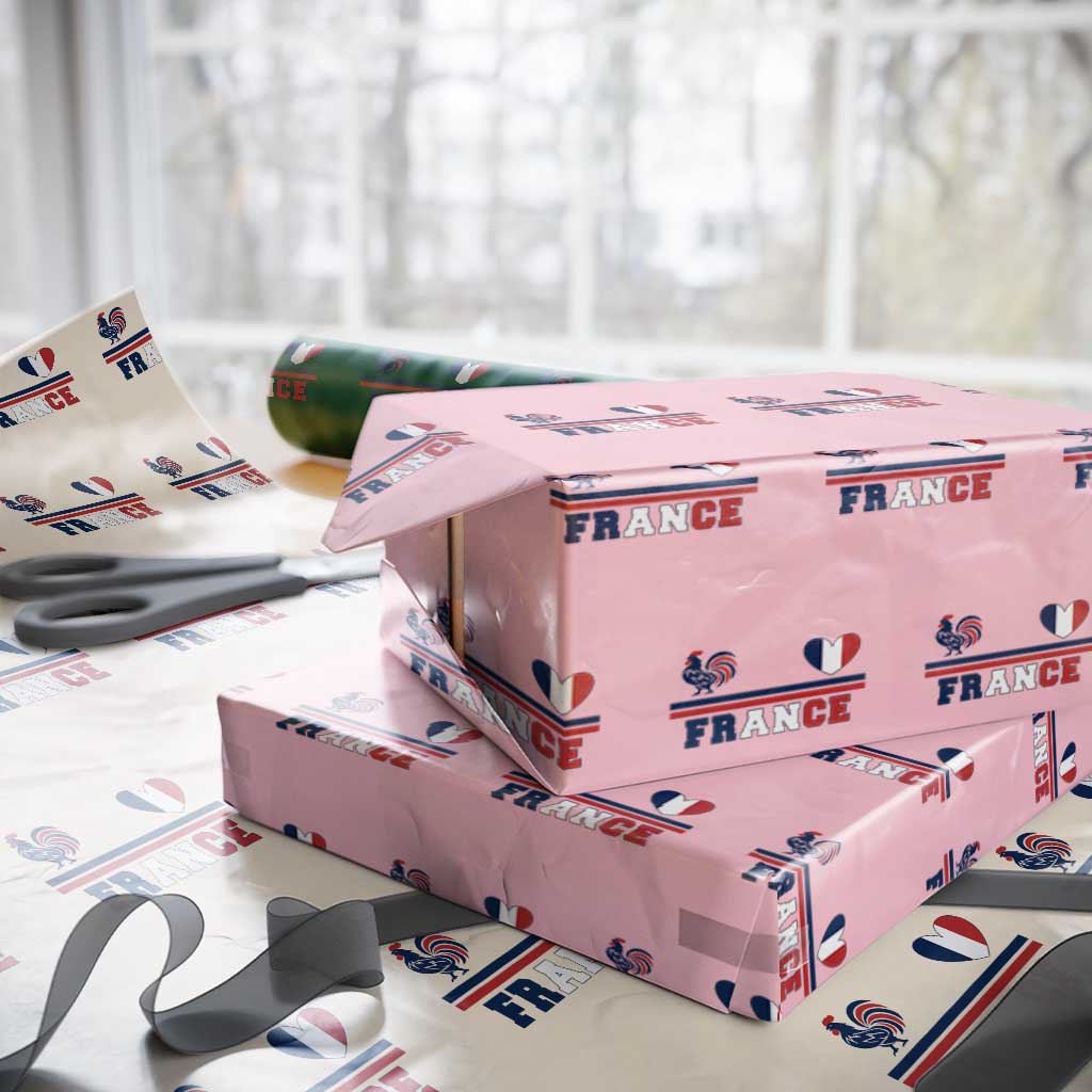 Patriotic France Soccer Fan Wrapping Paper Roll Fierté Football Française TS12 Light Pink Print Your Wear