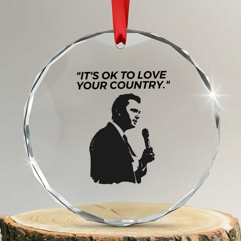 Patriotic Freedom Charlie Kirk Legacy Crystal Glass Ornament Its OK to Love Your Country TS02 Transparent Glass 3'' Circle Print Your Wear